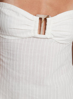 back view of model wearing Princess Polly Isabetta Halter Top White Sleeveless Sweetheart 