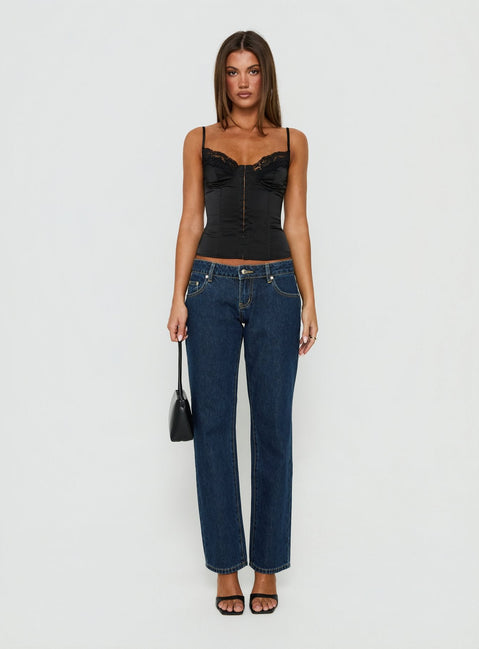 Abagael Low Rise Straight Jeans Indigo