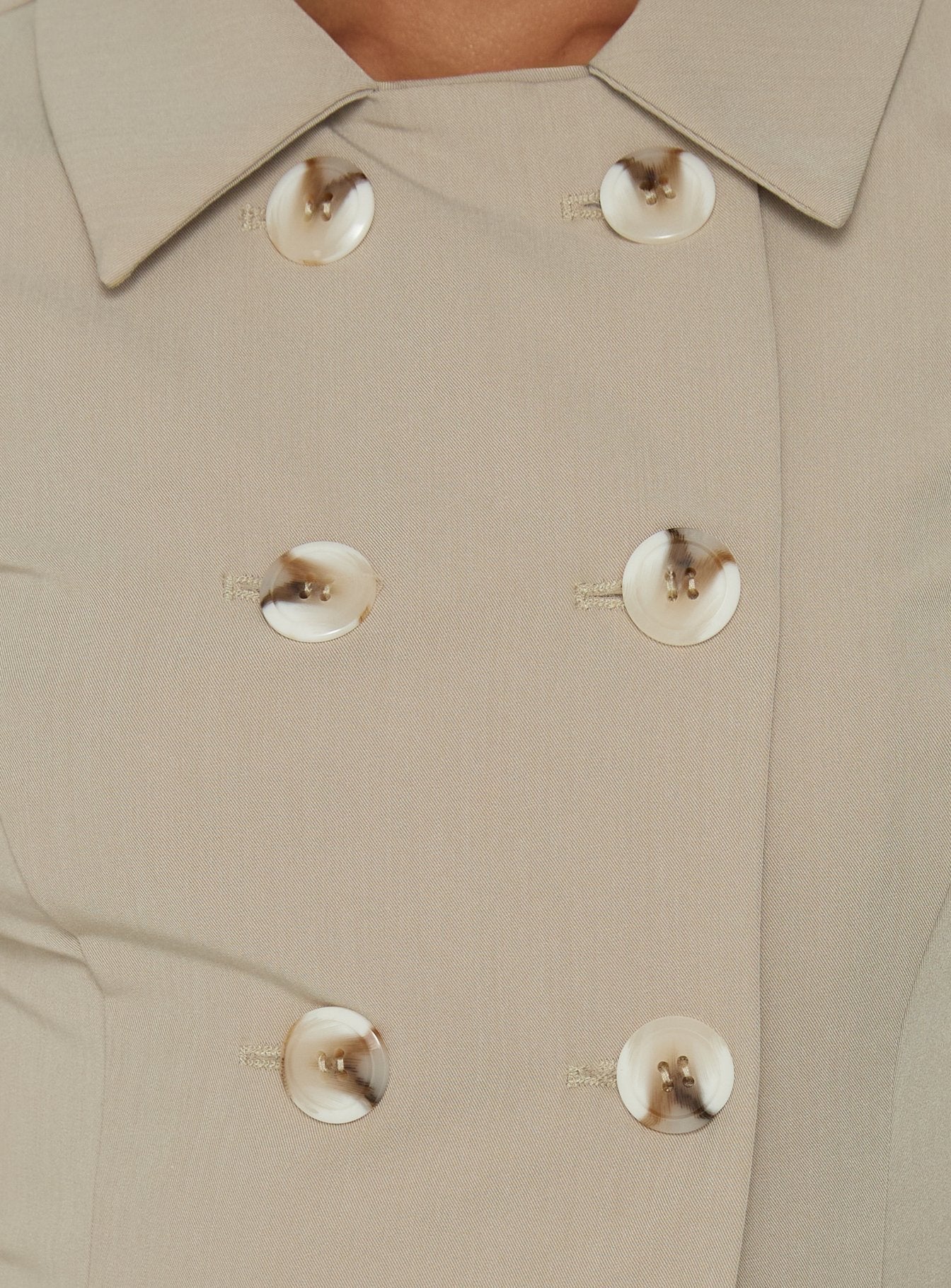 Juliettah Double Breasted Collared Top Beige