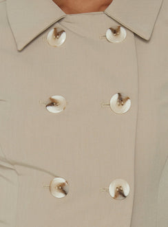 Juliettah Double Breasted Collared Top Beige