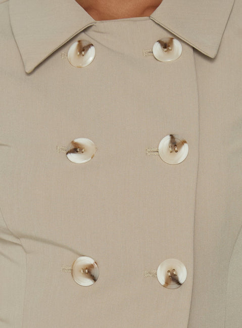Juliettah Double Breasted Collared Top Beige