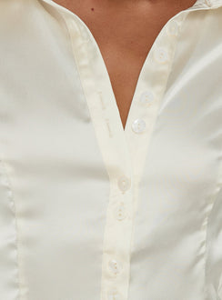 Aleska Long Sleeve Button Down Cream