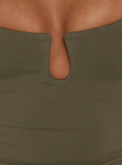Daily Define Keyhole Cinched Tank Top Olive