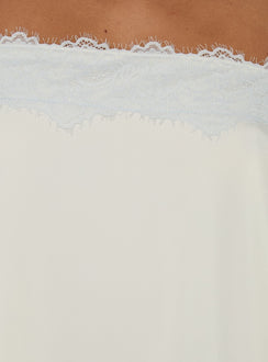 Daesa Longline Lace Top Cream / Blue