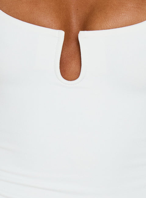 Daily Define Keyhole Cinched Tank Top White