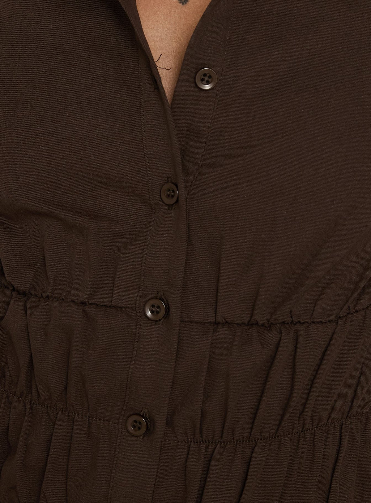 Oryn Gathered Waisted Top Brown