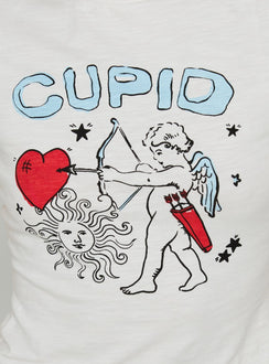 Cupid's Aim Graphic Baby Tee White