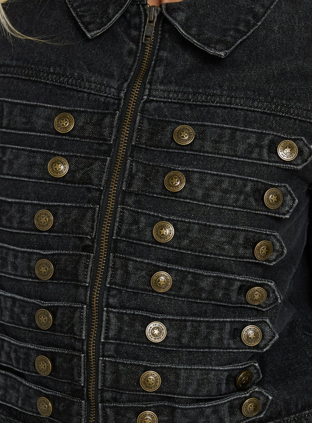Kingstonn Military Denim Jacket Washed Black