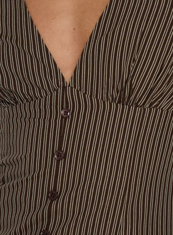 Loveliness Playsuit Brown Stripe