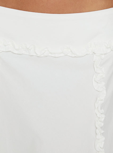 Sannah Ruffle Midi Skirt White