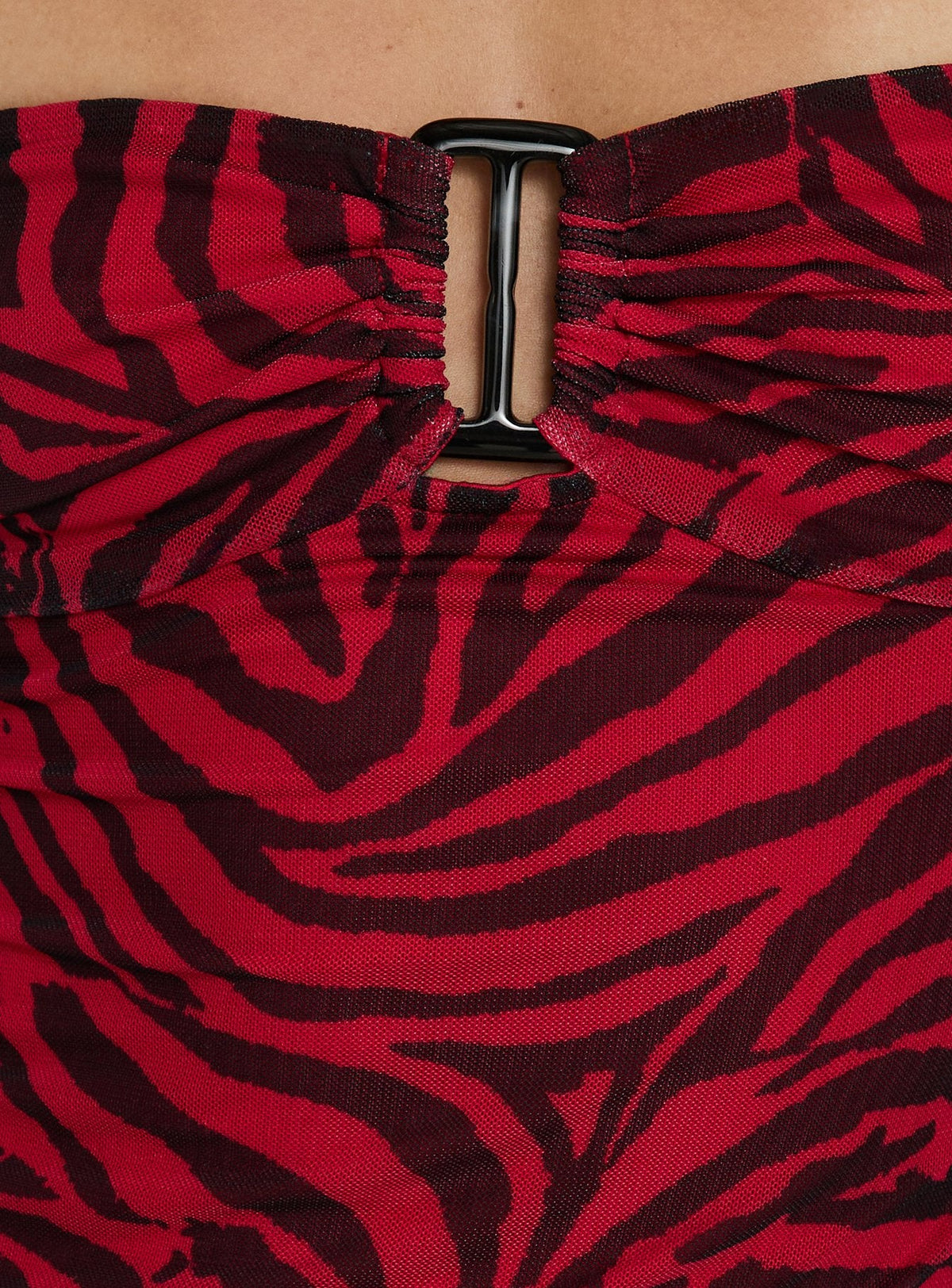 Cielo Mesh Halter Mini Dress Red Zebra