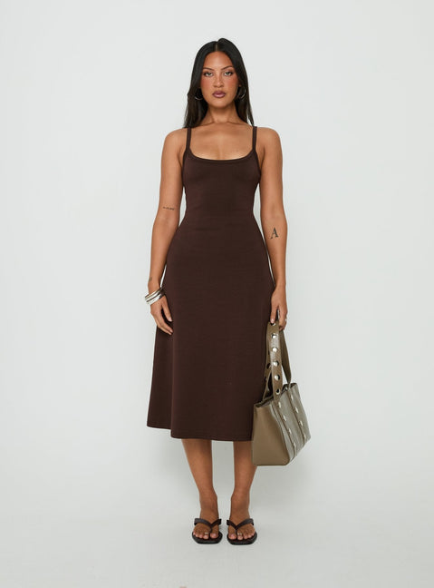 Esmiana Slinky Midi Dress Chocolate