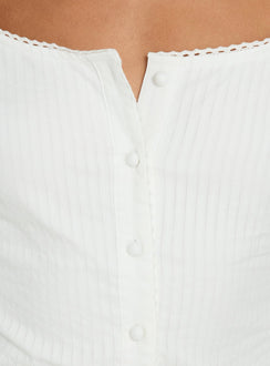 Leoniah Pico Trim Button Up Long Sleeve Top White