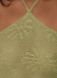 Masina Arrowneck Fringe Detail Top Green