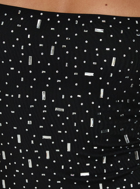 Anestassia Embellished Mini Dress Black