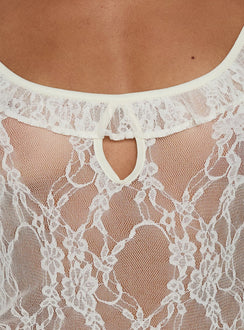Wall Of Sound Sheer Lace Maxi Dress Antique White