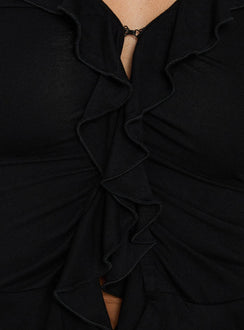 Daizia Frill Jersey Blouse Black