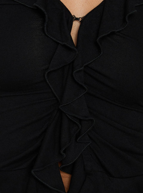 Daizia Frill Jersey Blouse Black