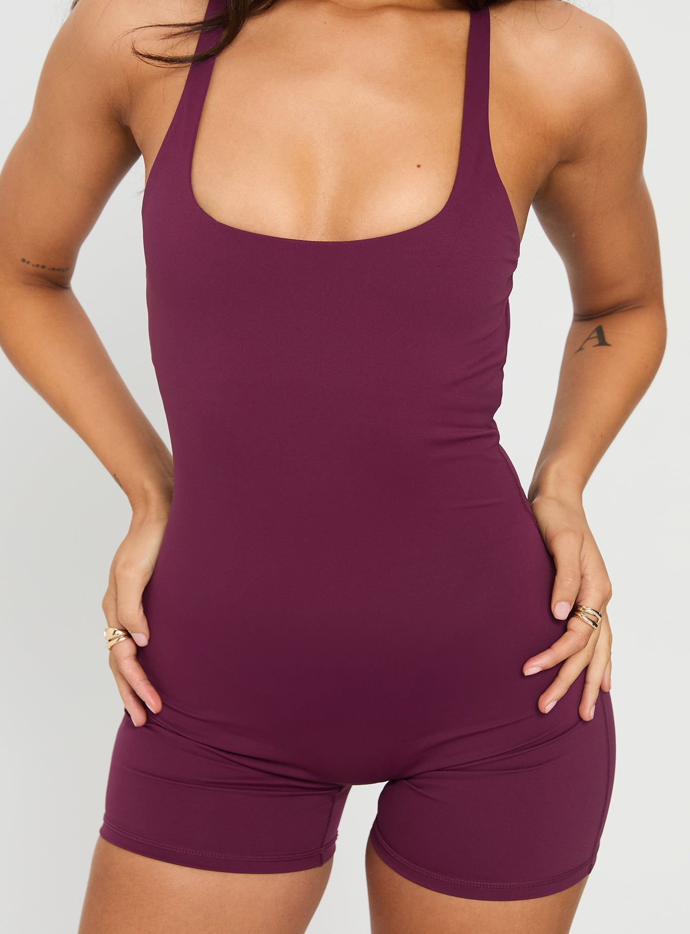 Run The Play Active Romper Plum