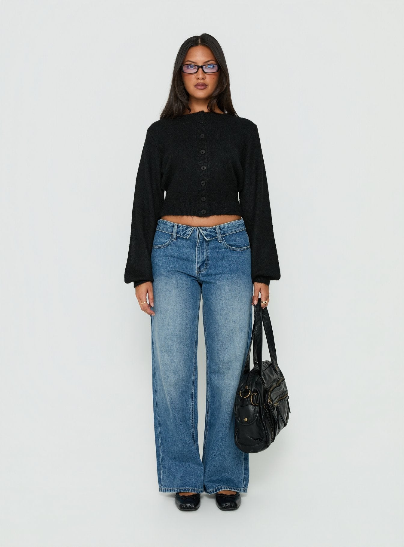 Dawsen Button Down Cardigan Black