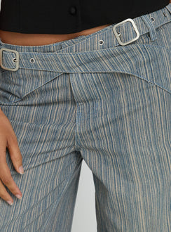 Mckinley Mid Rise Wide Leg Jeans Dark Blue Stripe