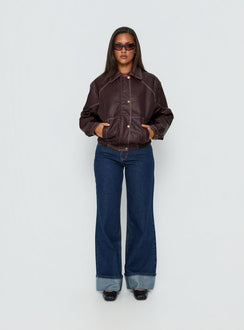 Jaxton Faux Leather Jacket Burgundy