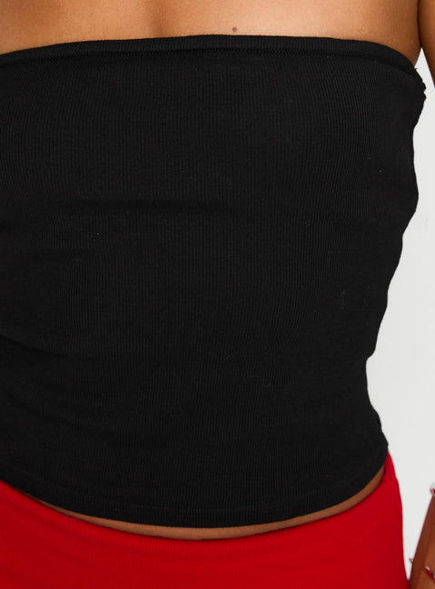 product Princess Polly Baseline Strapless Rib Top Black Sleeveless straight 