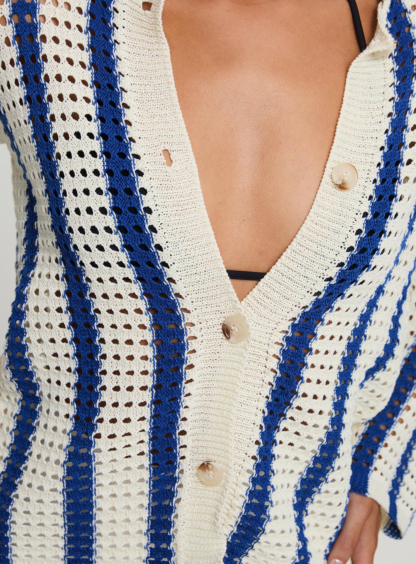 Magnus Collared Knit Sweater Blue Stripe