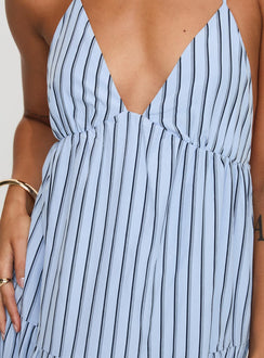 Mazzey Halter Maxi Dress Blue Stripe