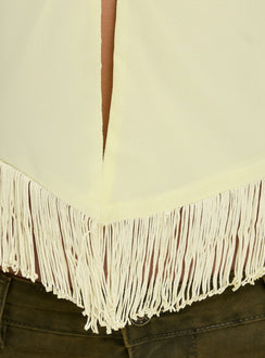 Junaya Arrowneck Fringe Detail Top Lemon