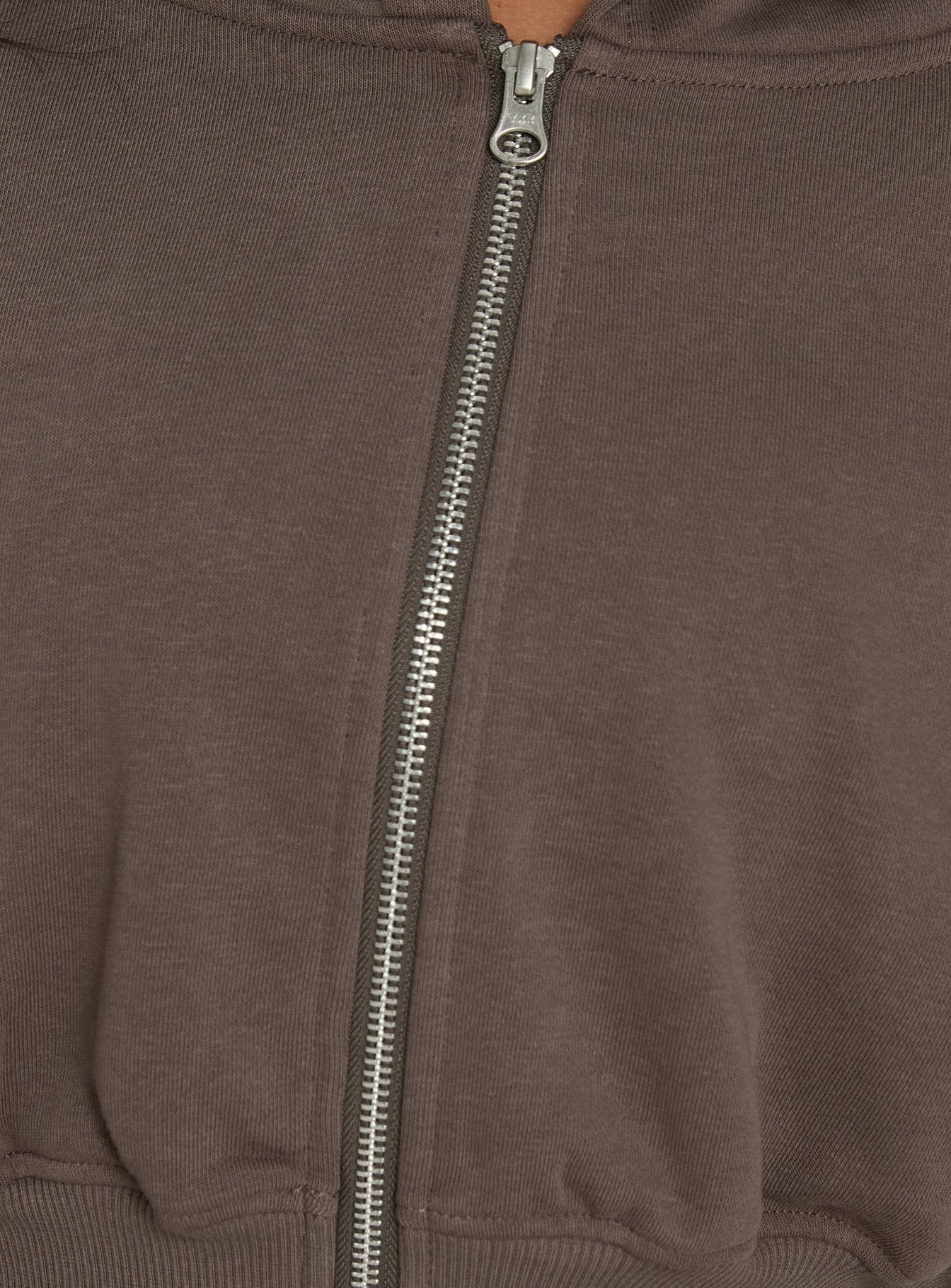 Lanna Fleece Zip Through Cropped Hoodie Grey