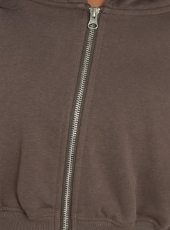 Lanna Fleece Zip Through Cropped Hoodie Grey