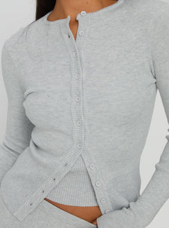 Juni Long Sleeve Knit Top Grey Marle