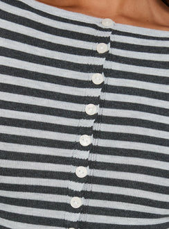 Vesira Button Detail Long Sleeve Knit Cardigan Stripe