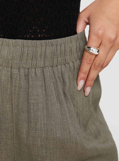 Linen pants Elasticated waistband, twin back pockets, wide leg