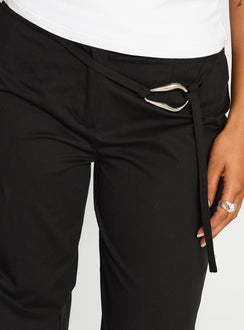 back view of model wearing Princess Polly Lucetta Wide Leg Pant Black Low Rise Pants 