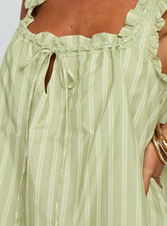 Swing Mini Dress Green Stripe