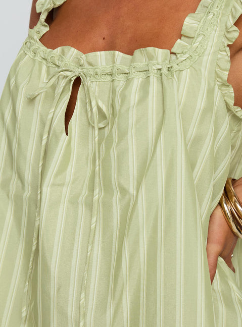 Swing Mini Dress Green Stripe