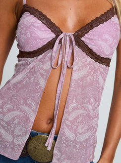 front view of model wearing Princess Polly Sacrifices Tie Detail Top Multi Floral Sleeveless Sweetheart 