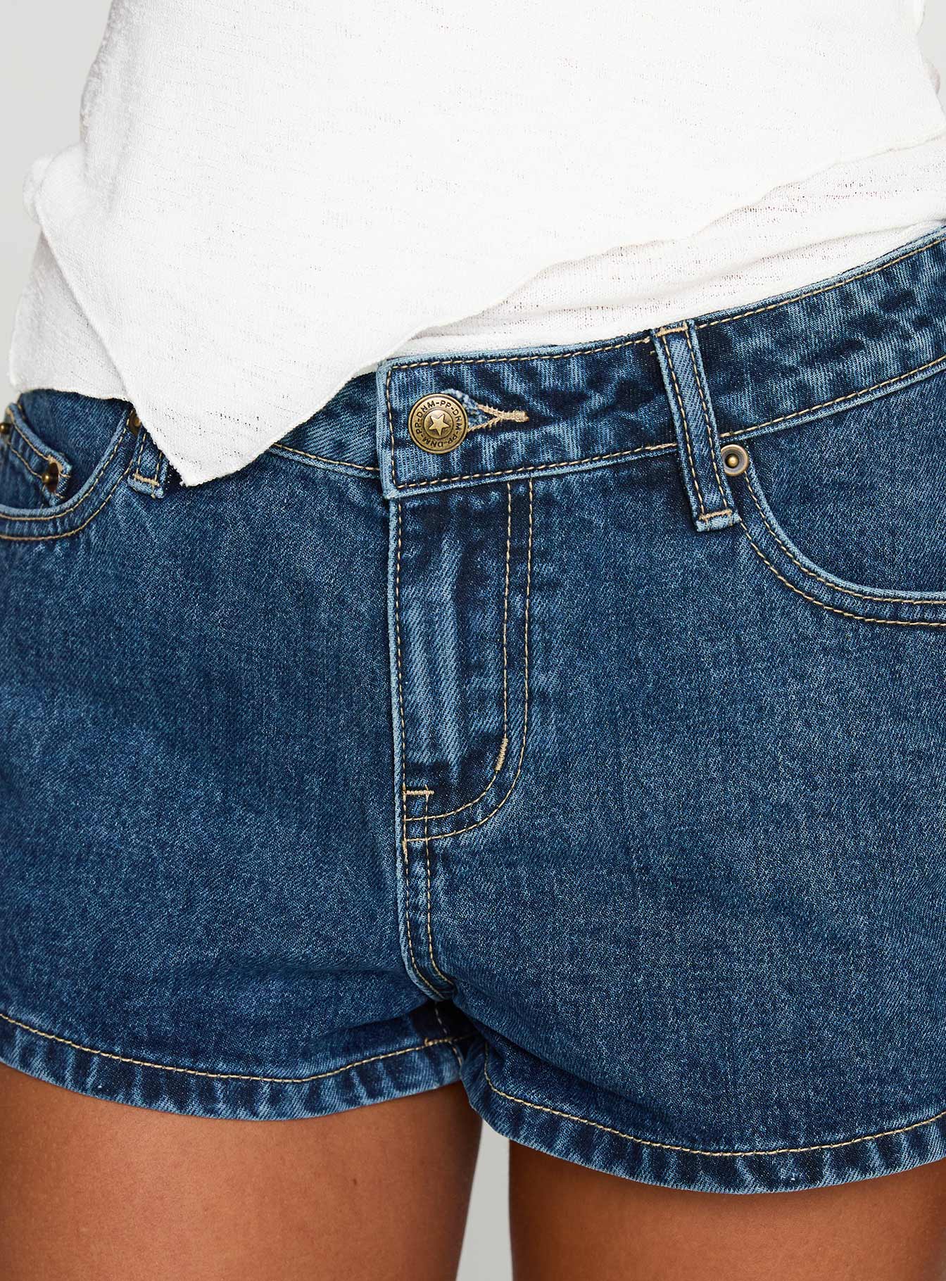 product Princess Polly Dreamful Low Rise Mini Denim Short Mid Wash Low Rise Shorts 