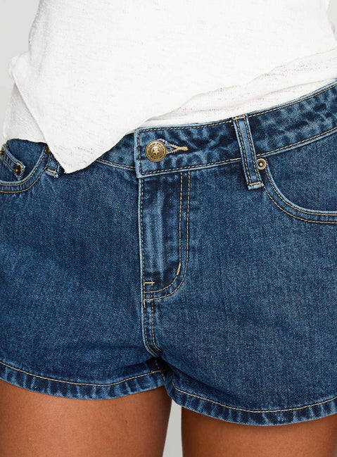 product Princess Polly Dreamful Low Rise Mini Denim Short Mid Wash Low Rise Shorts 