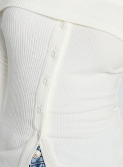 Dusk Dipped Off Shoulder Top White