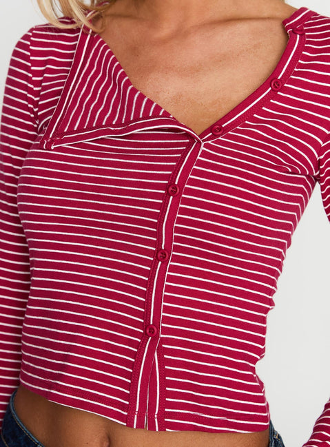 Passoni Long Sleeve Top Red / White Stripe