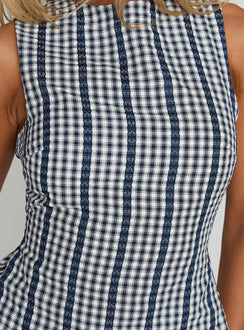 Penelopie Backless Top Navy Check