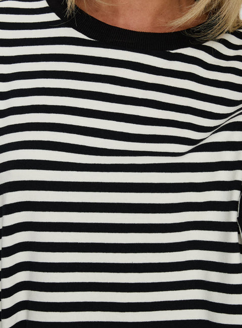 Settle Down Short Sleeve Top Black / White Stripe