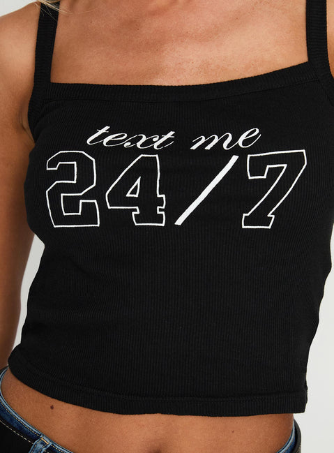 Text Me 24/7 Graphic Tank Black