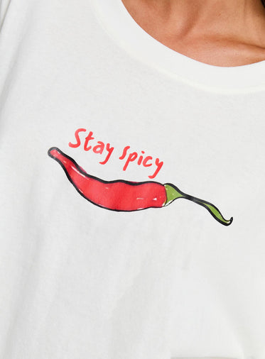 Stay Spicy Graphic Top White