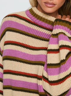 Got The Music Knit Sweater Multi Stripe
