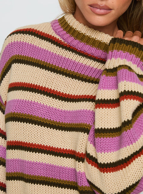 Got The Music Knit Sweater Multi Stripe