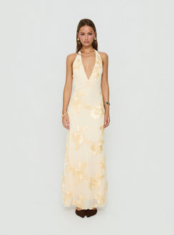 Rousseau Halter Maxi Dress Yellow